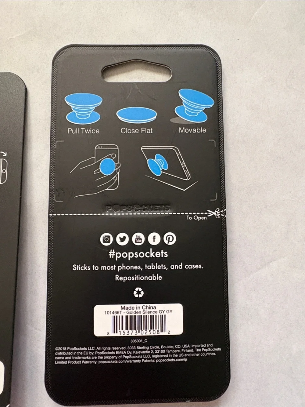PopSockets Phone Grip & Multi-Surface Mount - Black & White golden silence new
